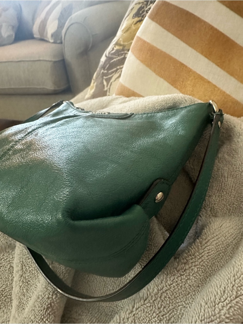 Coach Ashley Y2K Style Teal Leather Crossbody Bag Silver Hardware - Picture 8 of 14
